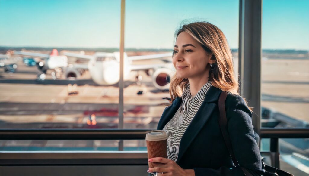 mulher-no-aeroporto-viajando-para-portugal